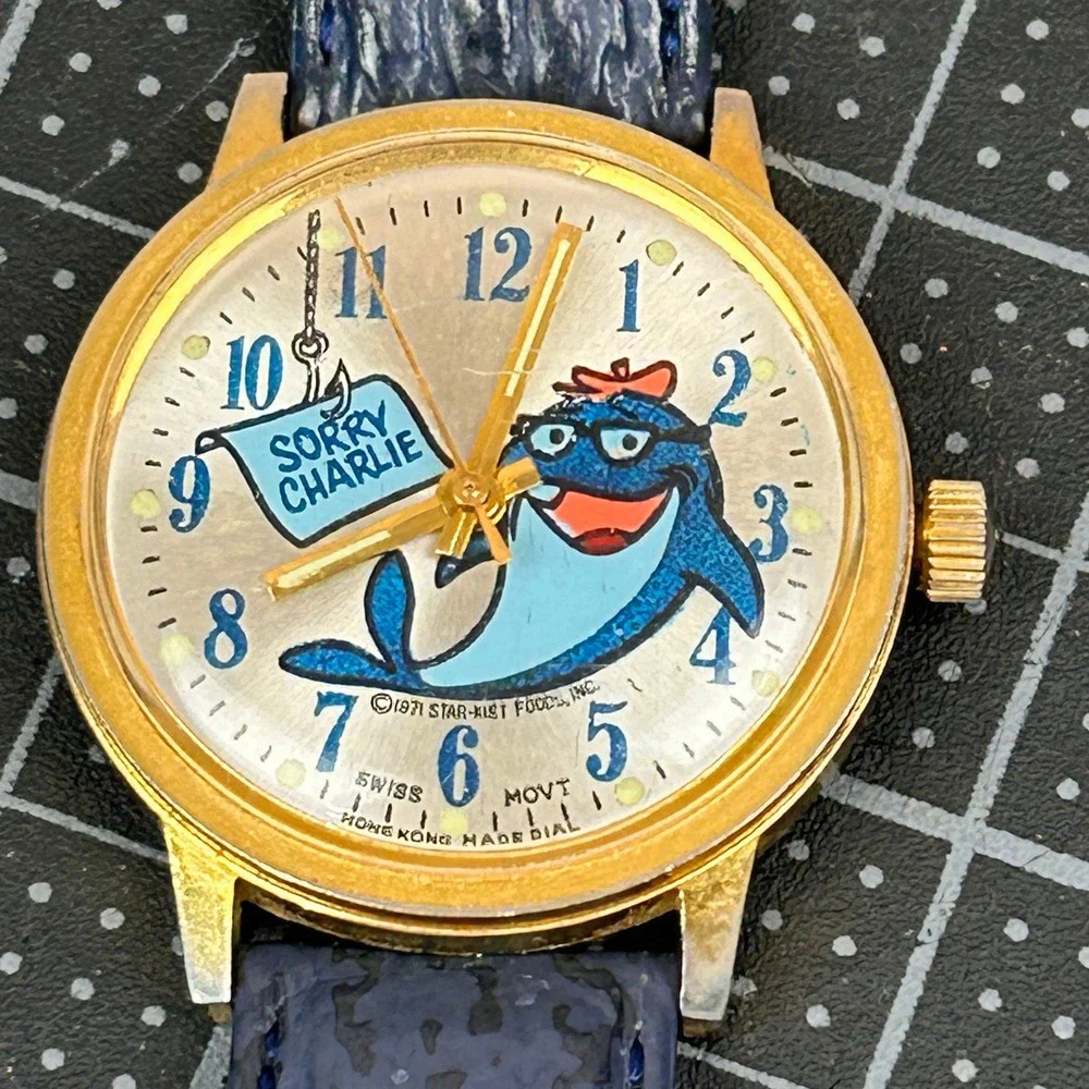 Vintage 1971 Star-Kist Charlie the Tuna Watch Swiss Mechanical Movt Working